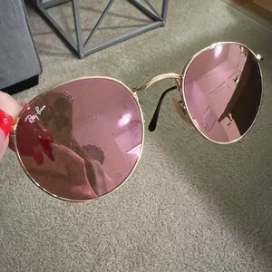 Authentic Pink mirrored ray ban circled sunglasses